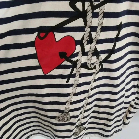 {H&M} Nautical Black Bird & Rose Print Striped Top - Picture 8 of 12